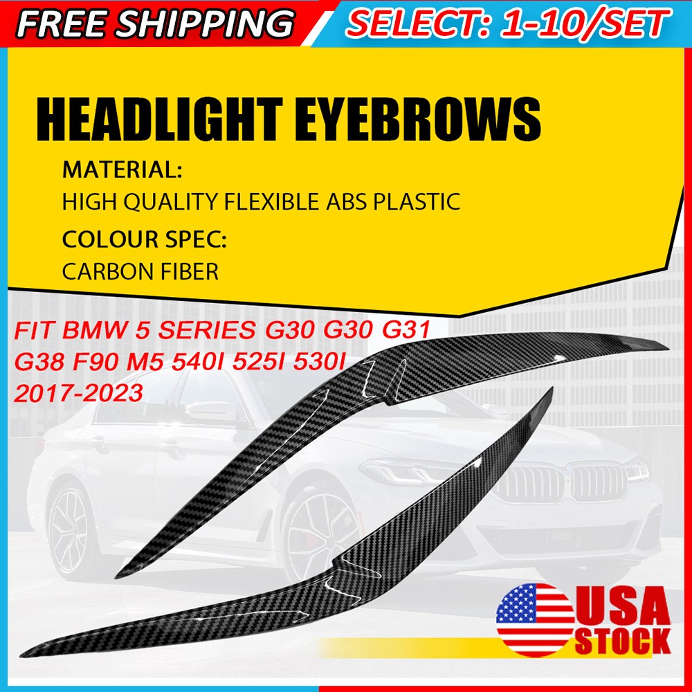 For Bmw 5 Series 2017-23 525I Carbon Fiber Headlight Eyelid Cover Eyebrows 2-20x