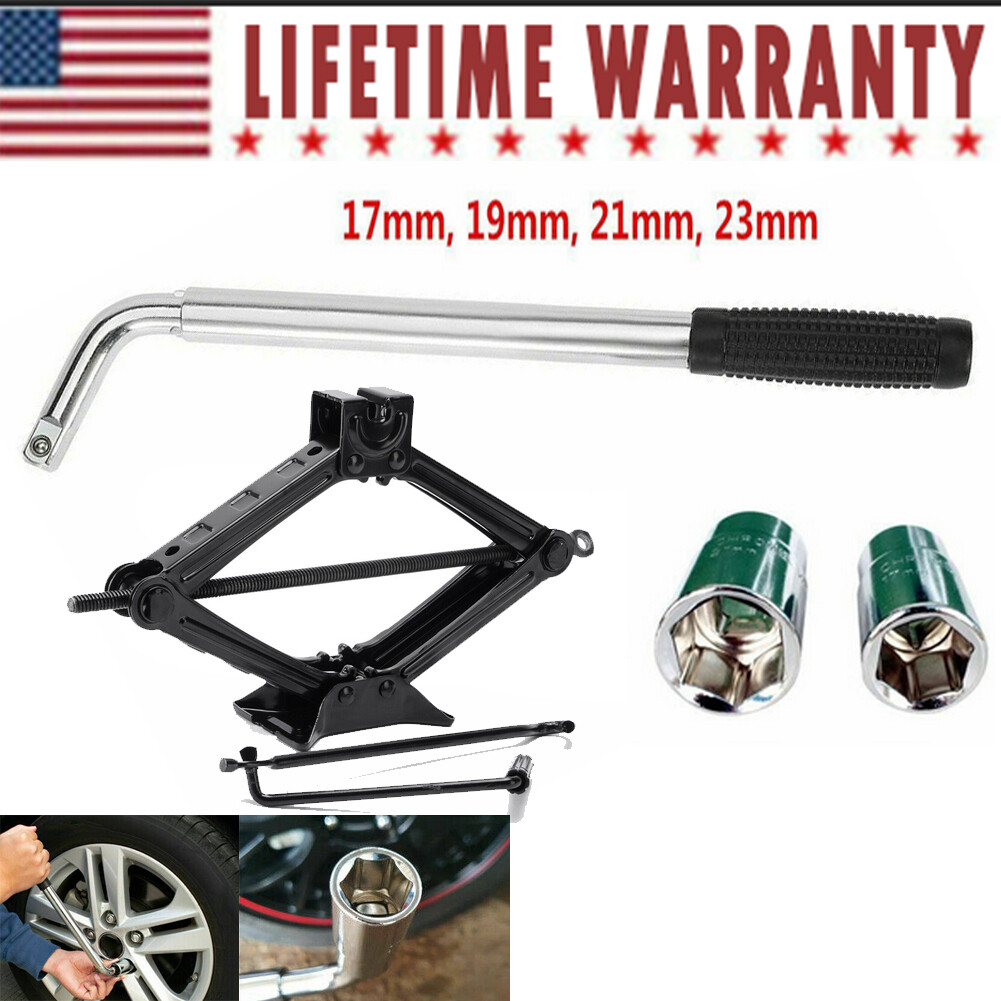 2 Ton Scissor Jack w Handle Leveling +Spare Tire Remover Extendable Lug Wrench