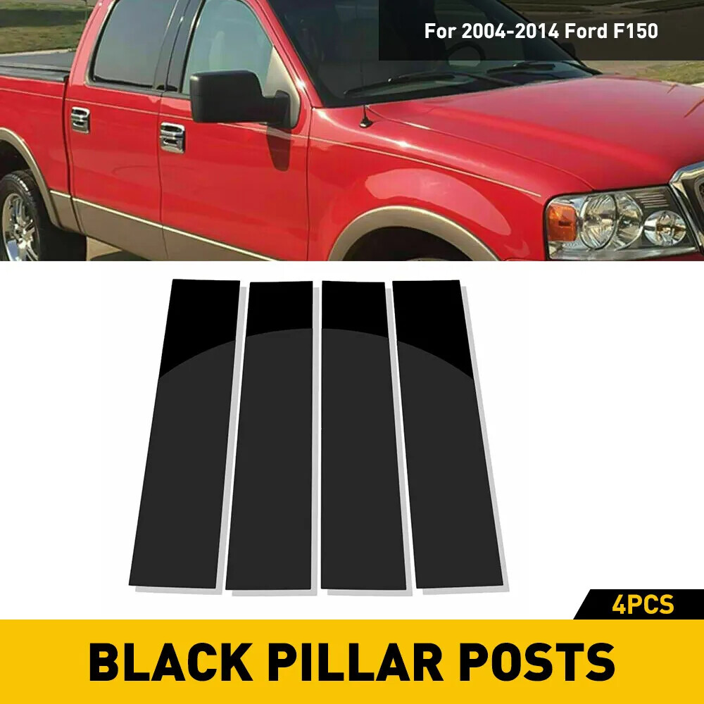 Black Pillar Post Door Window Trim For Ford F150 2004-2014 F-150 Super Cab Crew
