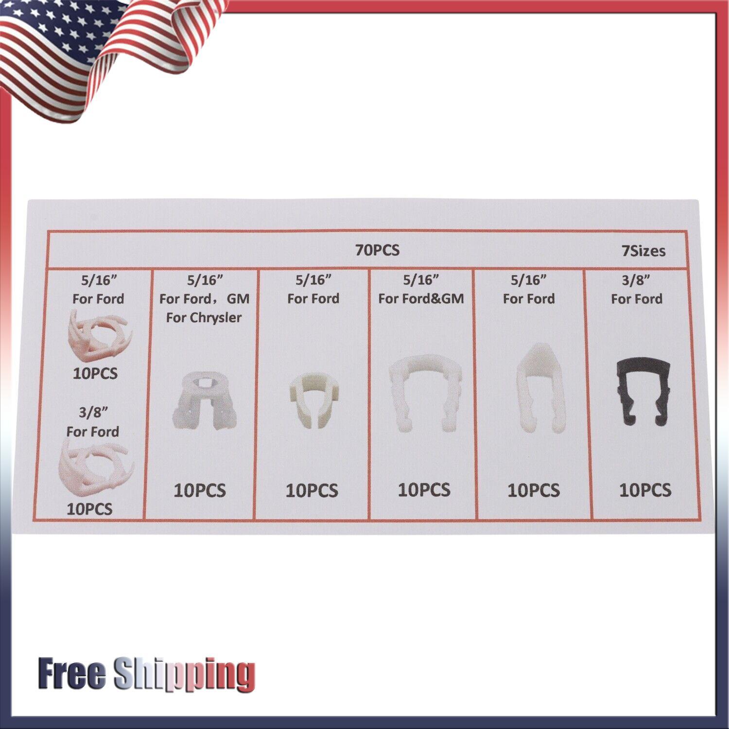 New Package of 70 Pieces Fuel Line Retainer Clip Assortment for Ford GM