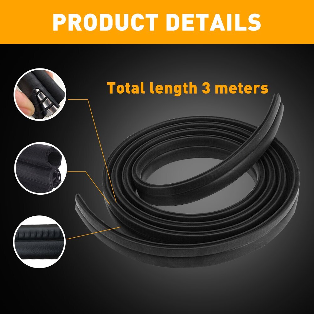 Weatherstrip U-shape Car Door Window Rubber Weather Seal Hollow Strip Universal