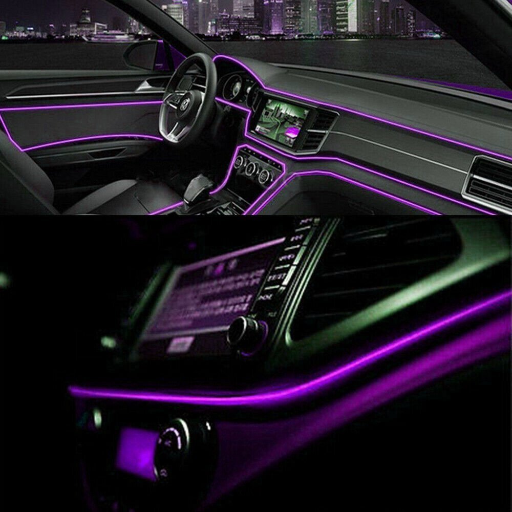 2M LED Car Interior Decor Lamp Atmosphere Wire Strip Light Accessories Purple