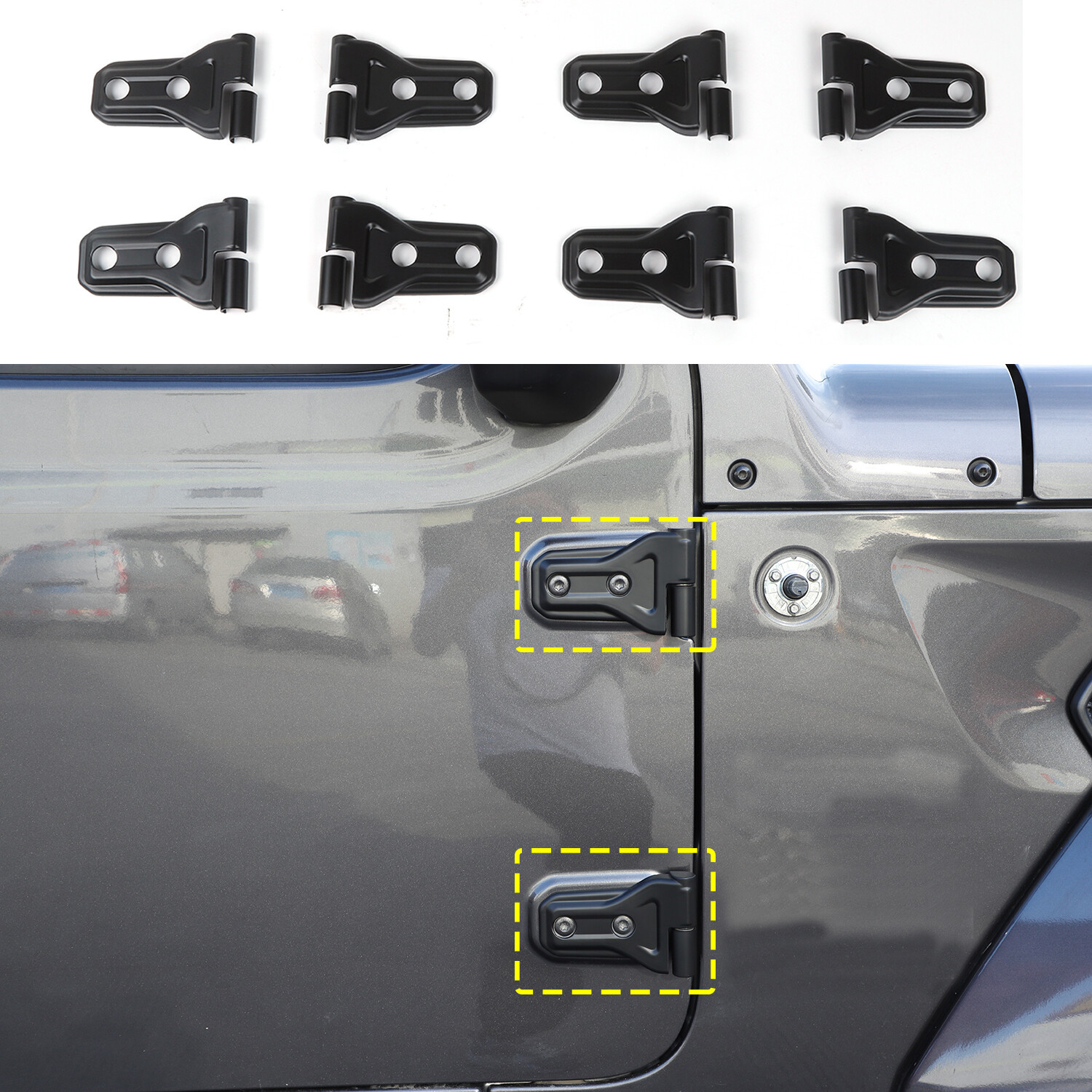 8x Matt Black Door Hinge Protector Cover Trim Set For Jeep Wrangler JL JT 2018+