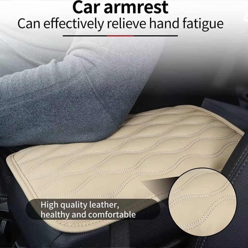 1x Car Center Console Cushion Pad Leather Waterproof Armrest Box Cover Protector