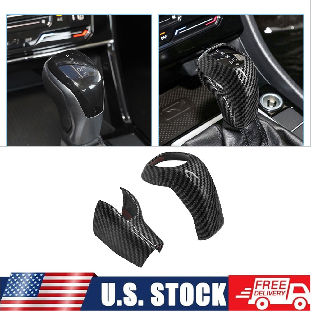 Gear Shift Knob Head Cover Trim Carbon Fiber ABS For Volkswagen Passat Polo Plus
