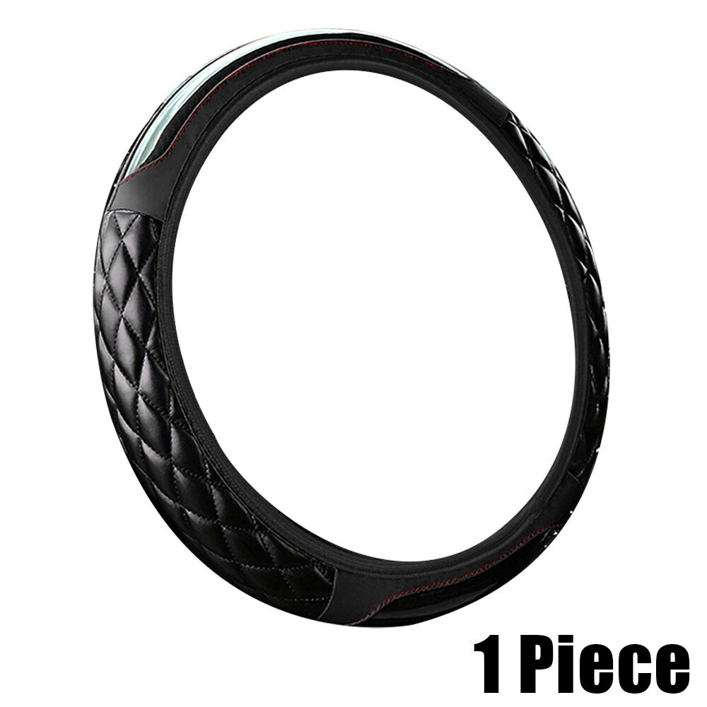 15” Carbon Fiber Leather Automotive Steering Wheel Cover Car Accessories 38cm