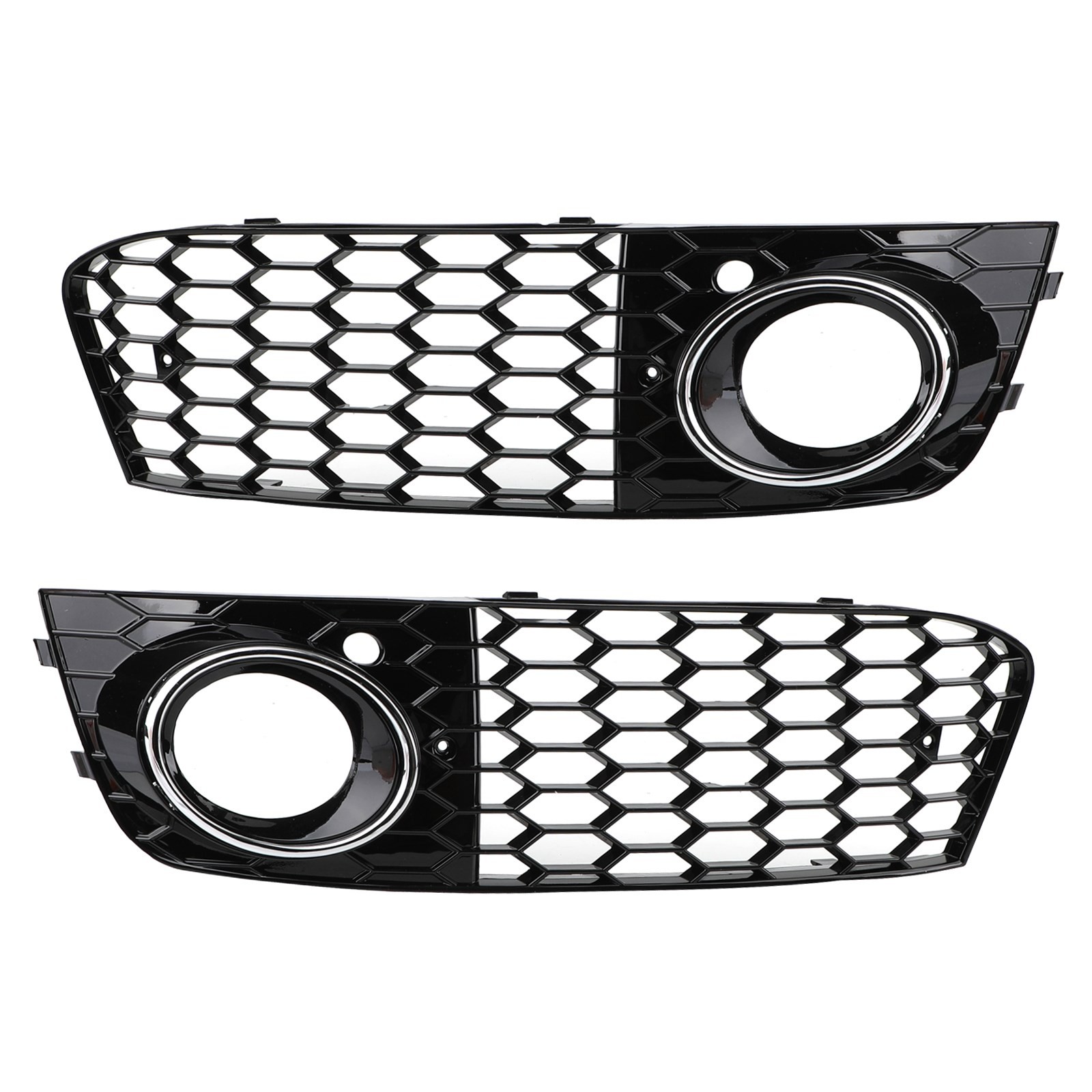 Pair Honeycomb Mesh Fog Light Open Vent Grill Intake Fit Audi A4 B8 2009-2012 10