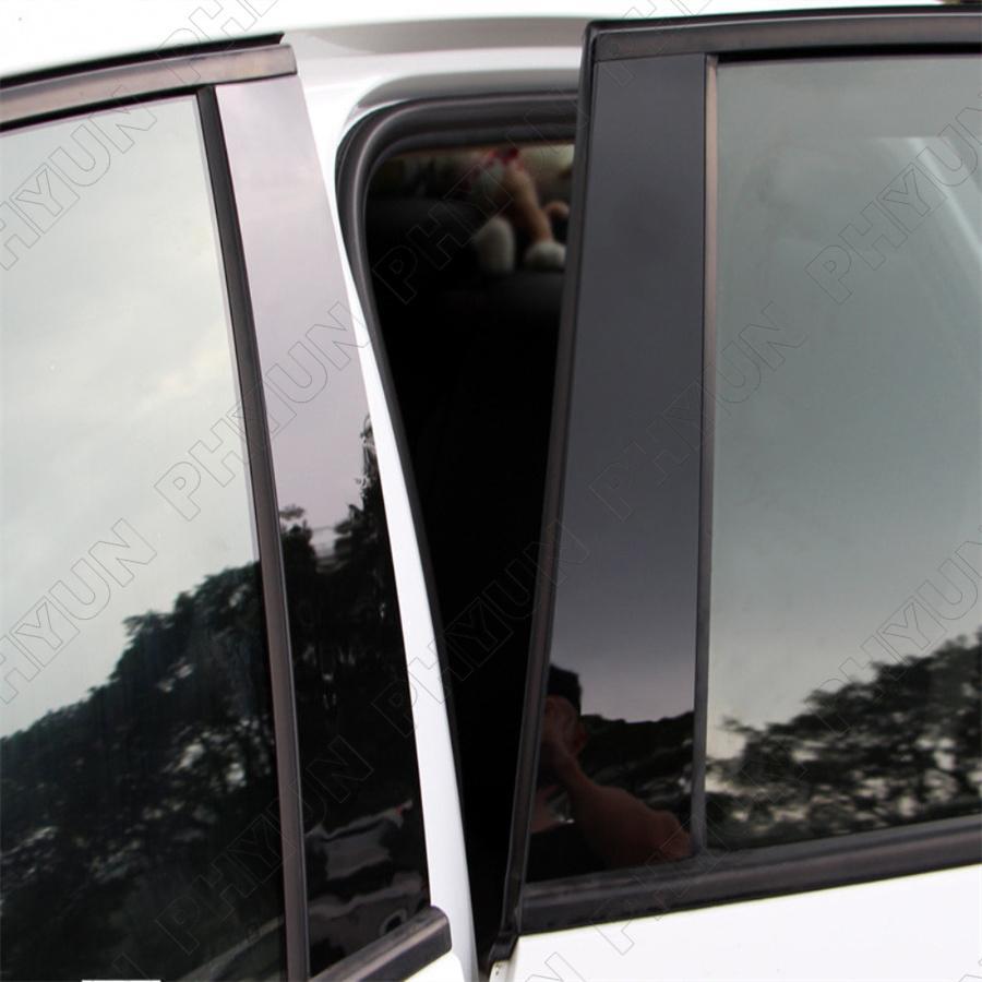 4pcs Glossy Piano Black Polycarbonate Car Door Trim Pillar Posts For Ford Fiesta