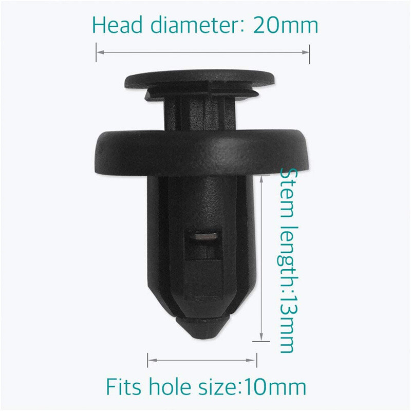 100 Pcs Bumper Clips 10mm Hood Fender Push Rivets Retainer Fasteners for Honda