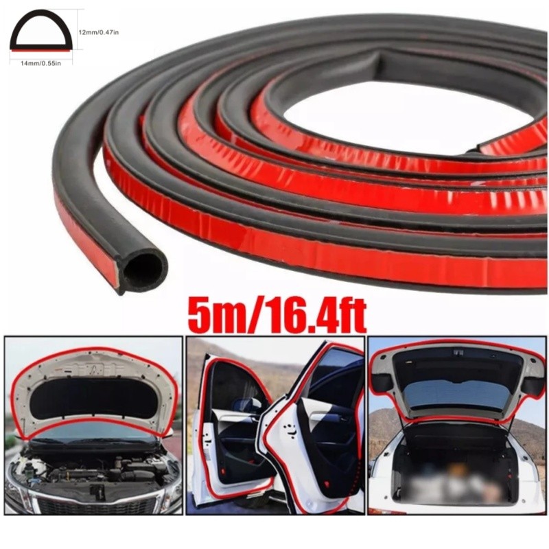 16.4Ft Rubber Seal Strip D-Shaped Car Door Weather Stripping for Door and Window