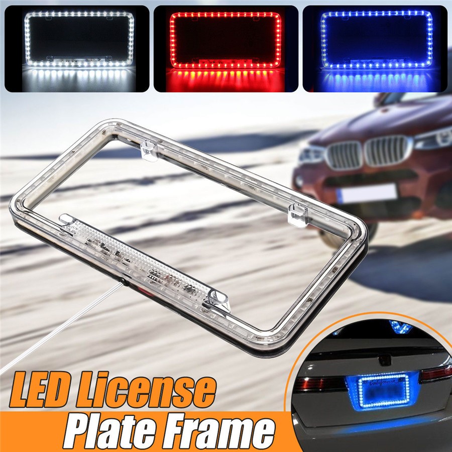 Universal 54LED 12V White Lighting Acrylic Plastic Car License Plate Cover Frame