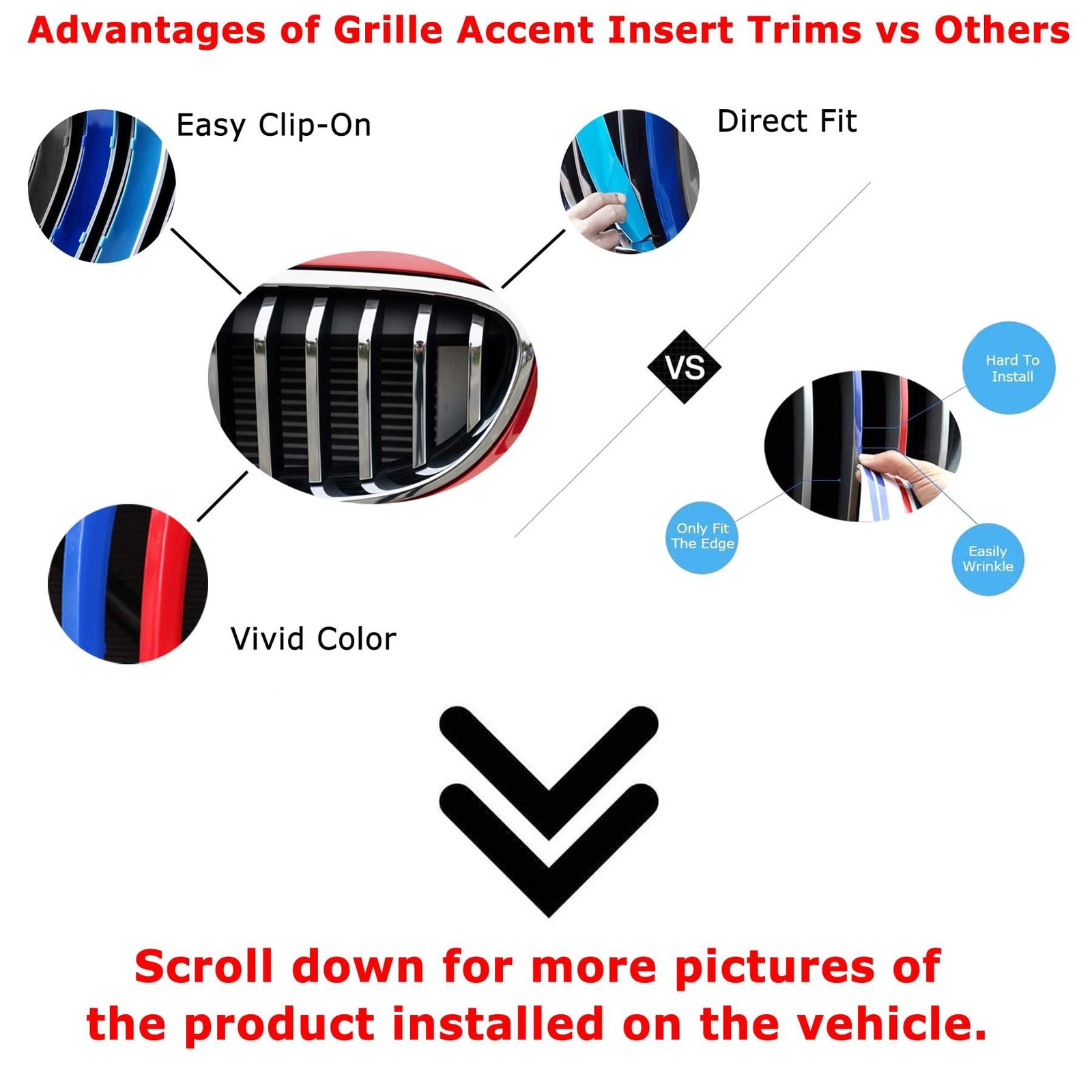 ///M-Color Grille Insert Trims For 08-13 BMW 1 Series w/ 12 Standard Grill Beams
