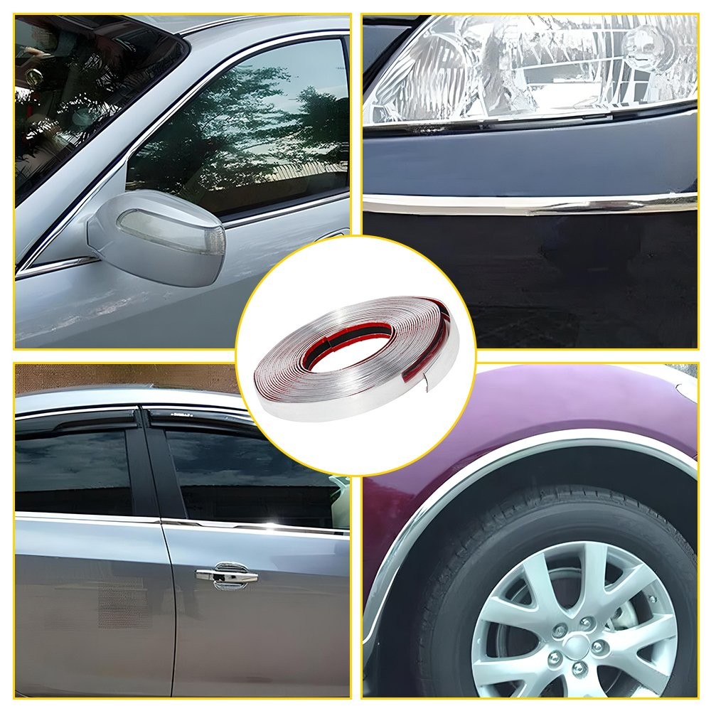 2.2cm 16ft Chrome Trim Molding Strip Car Door Window Bumper Side Trime Protector