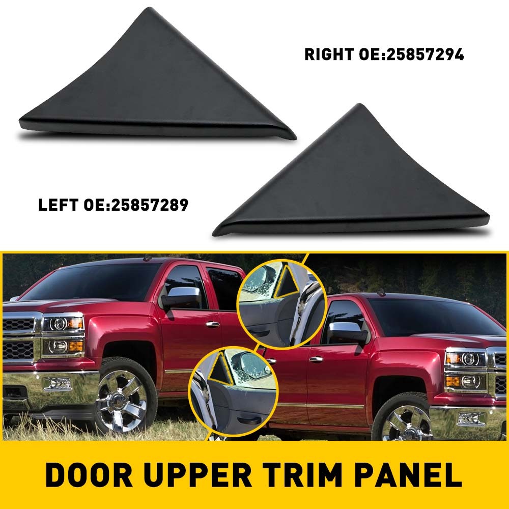 Pair Front Door Upper Trim Panel Fit For Chevrolet Silverado GMC Sierra 07-2013