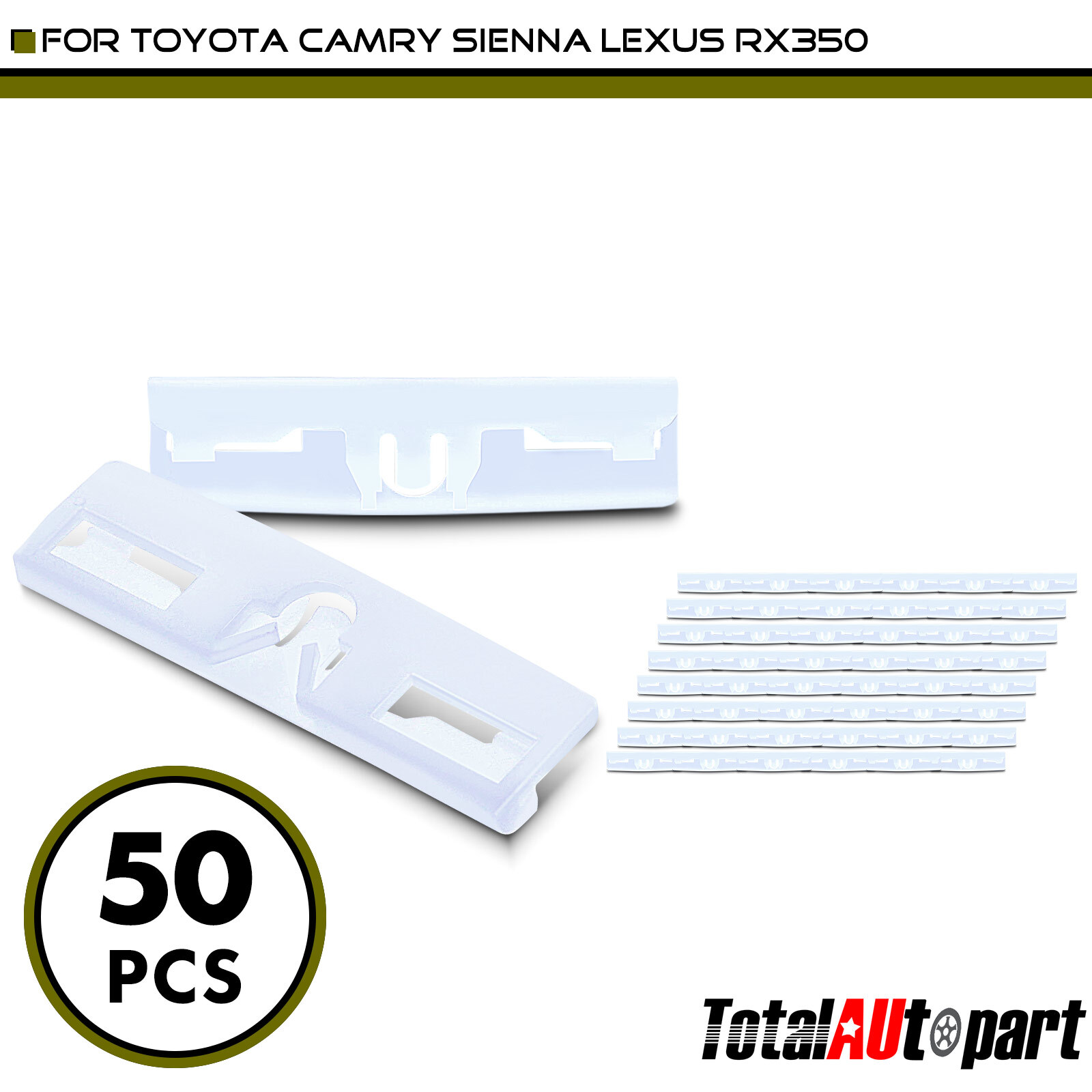 50Pcs Windshield Moulding Fasteners Clip for Toyota Prius Lexus 58mm Nylon White