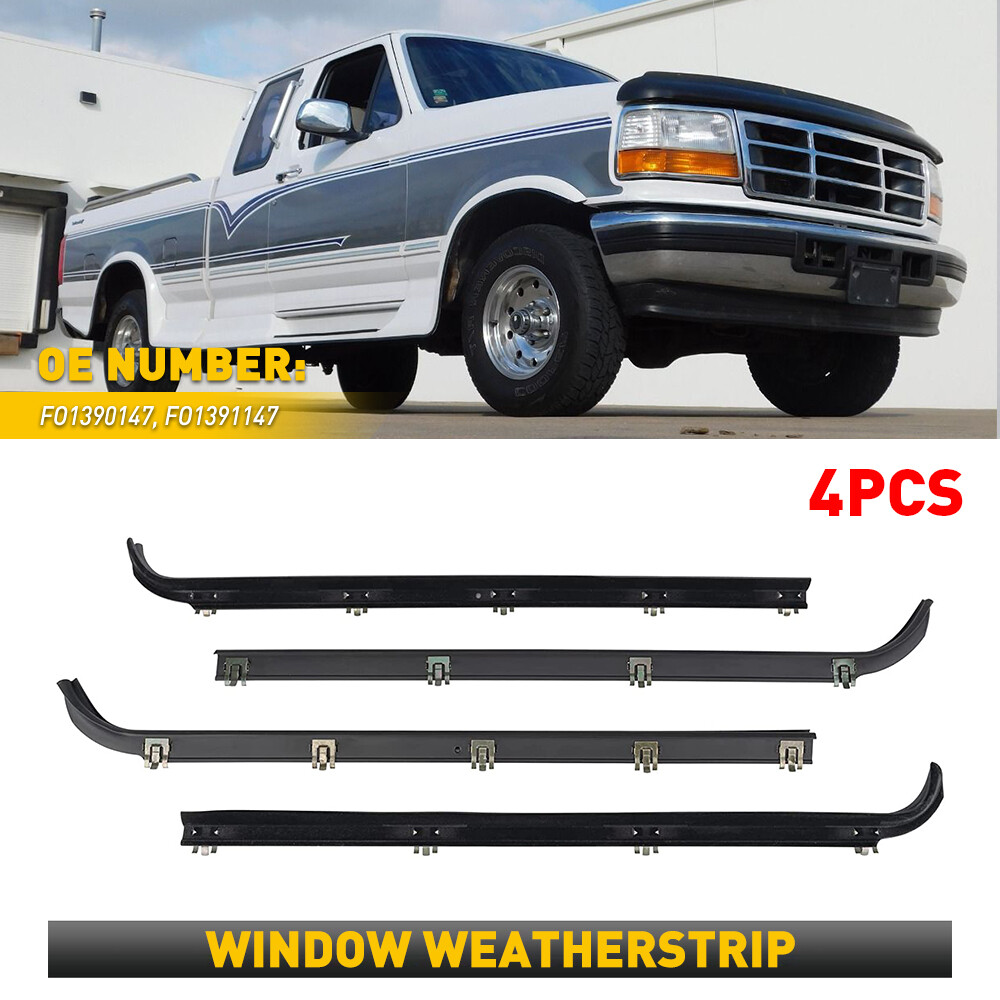 4PC New Weatherstrip Window Moulding Trim Seal Belts Kit For 1987-1997 Ford F250