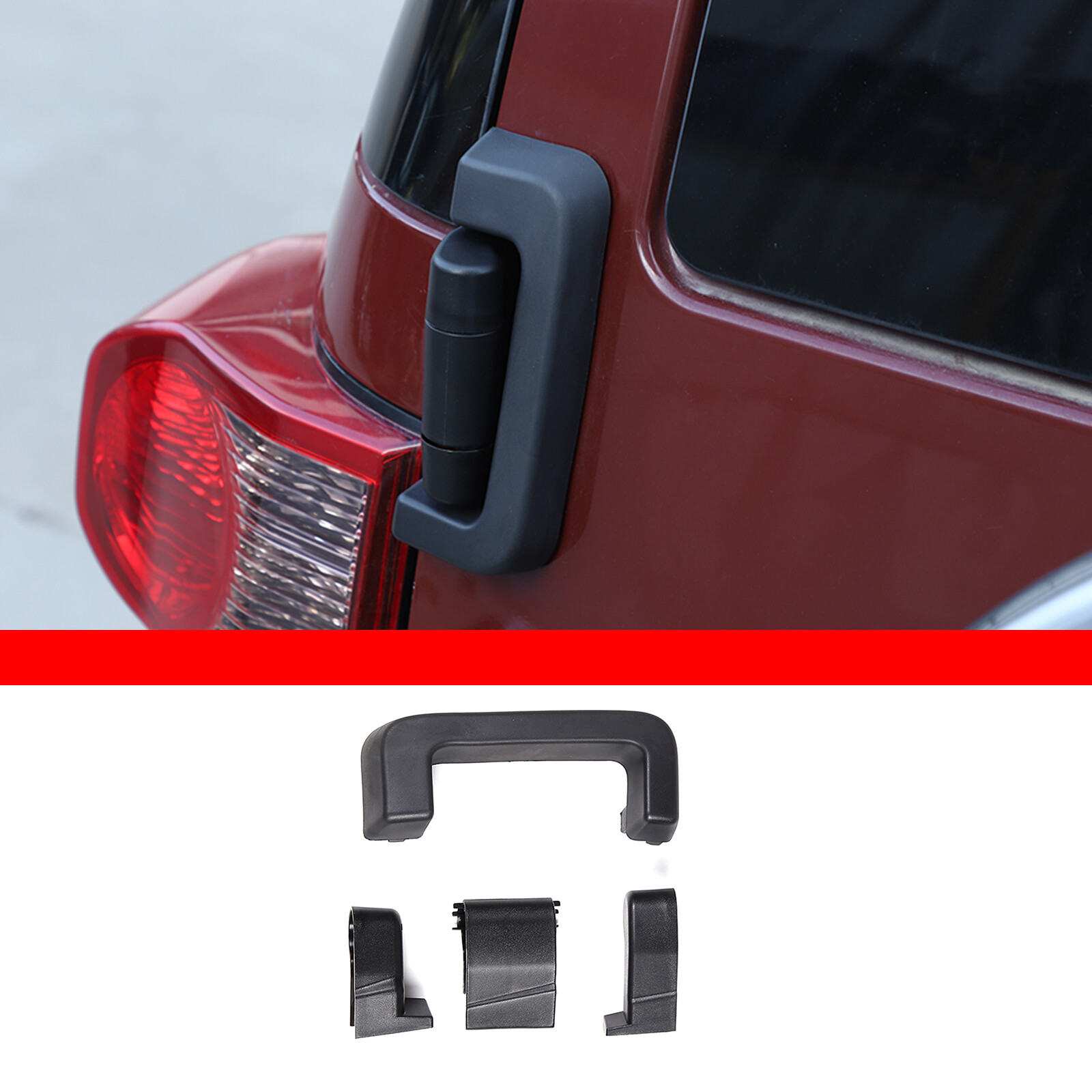 For Toyota FJ Cruiser 2007-2021 Exterior Tailgate Door Hinge Cover Trims Black