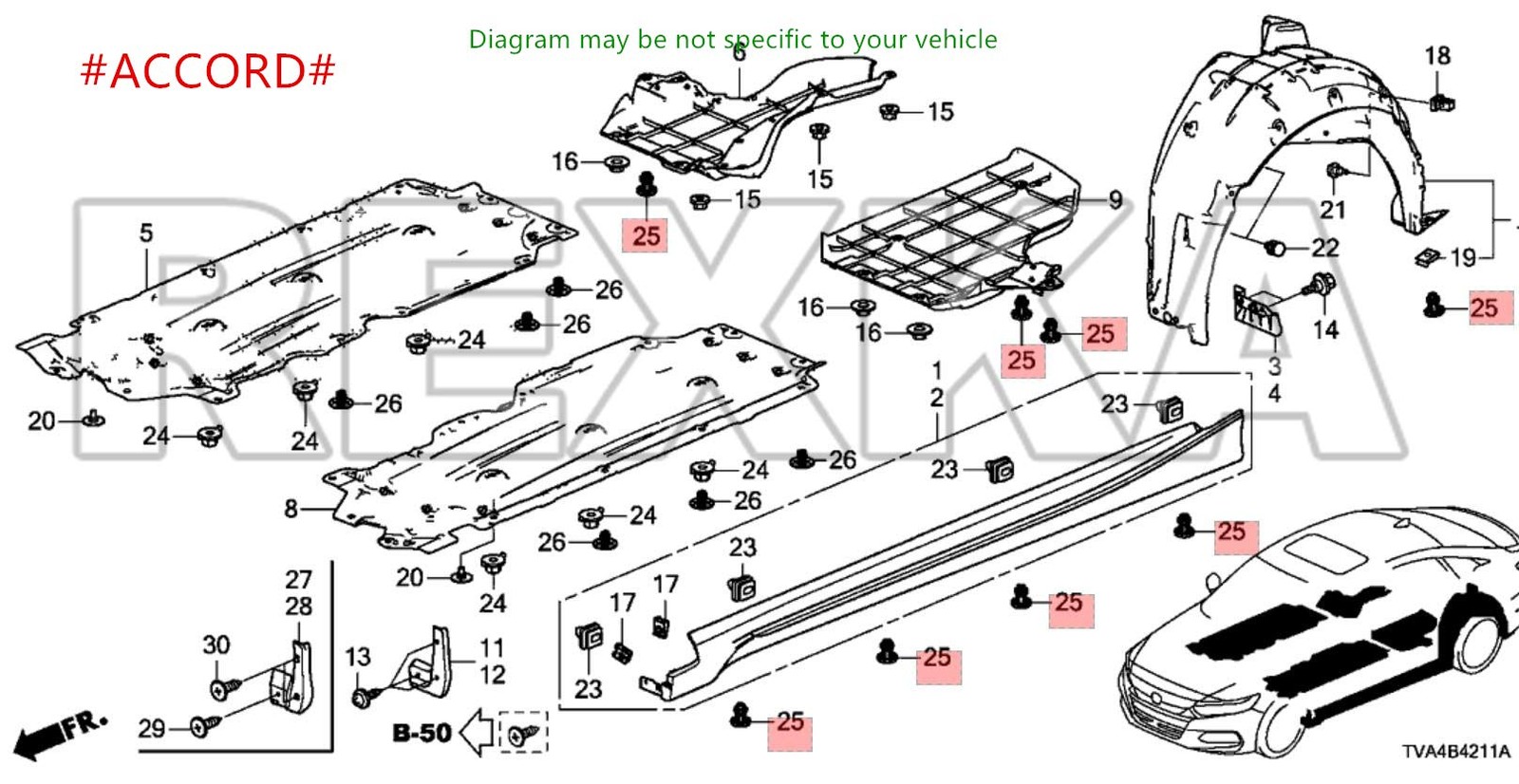 91505-TM8-003 BUMPER / UNDER COVER RETAINER CLIP Retainer Clip Fastener Rivet