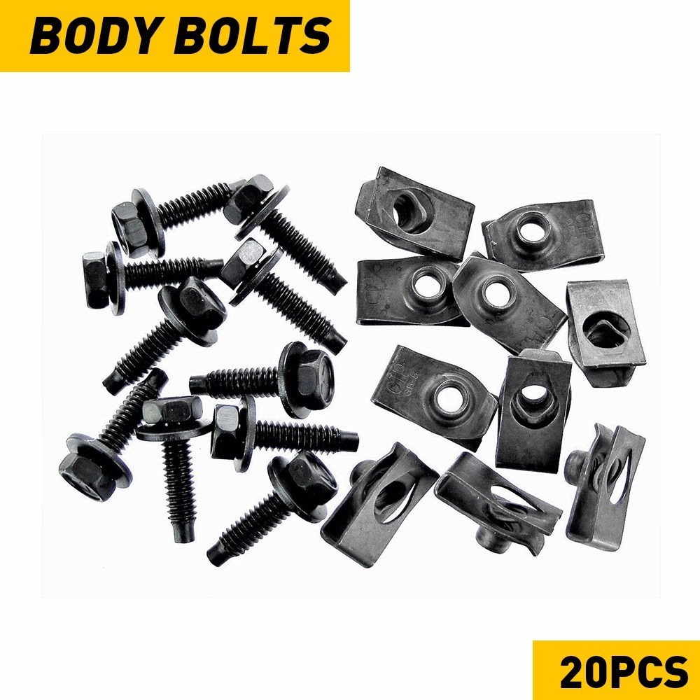 5/16-18 x 1-3/16″ Long- 20pcs (10ea)-374F FIT Ford Truck Body Bolts & U-nut Clip