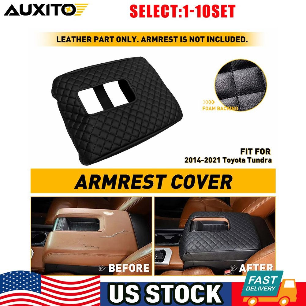 Black Leather Center Console Armrest Cover Trim Fit Toyota Tundra 2014-21 1-10X