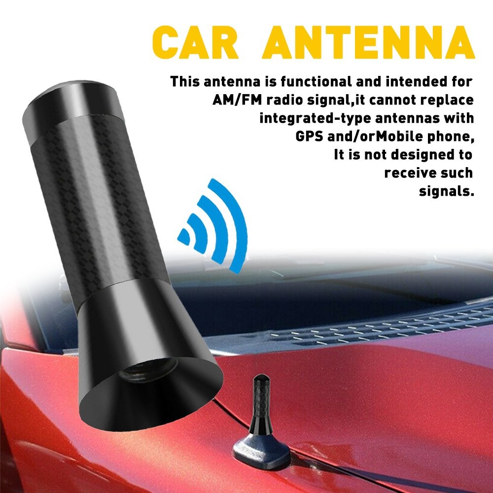 Universal 2.4″ Car Antenna Aerial Screw Carbon Fiber Radio FM Antena Free Return