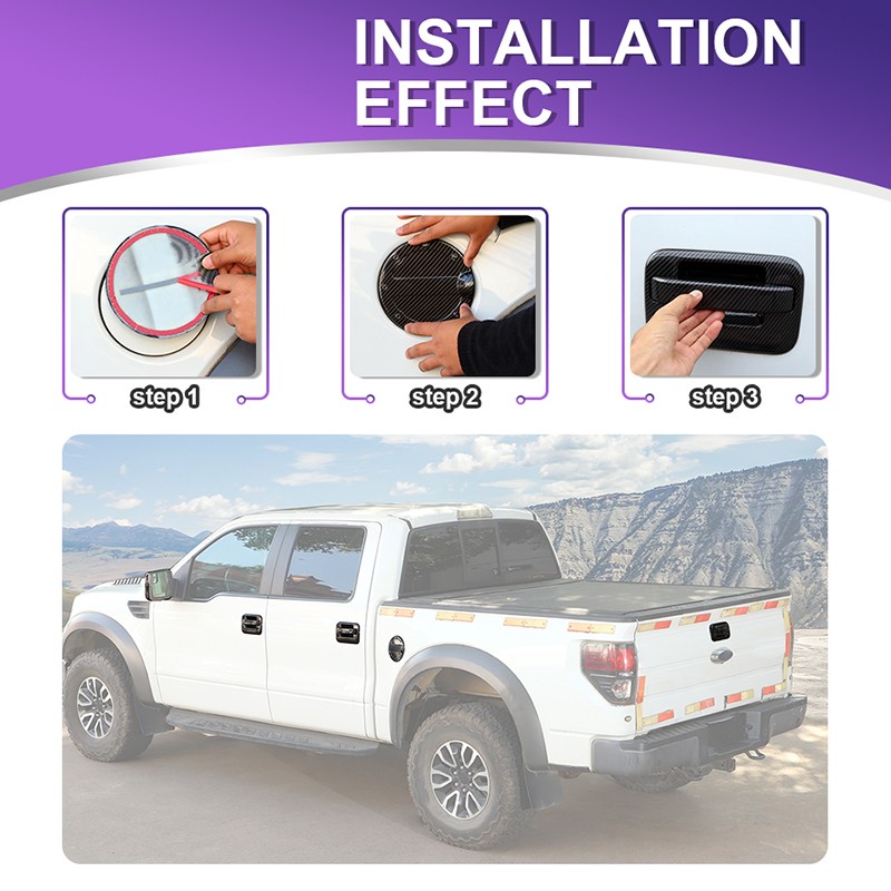 🌟Carbon Fiber Mirror+4 Dr Handle+Fuel Cap+Tailgate Trim Kit For 09-14 Ford F150