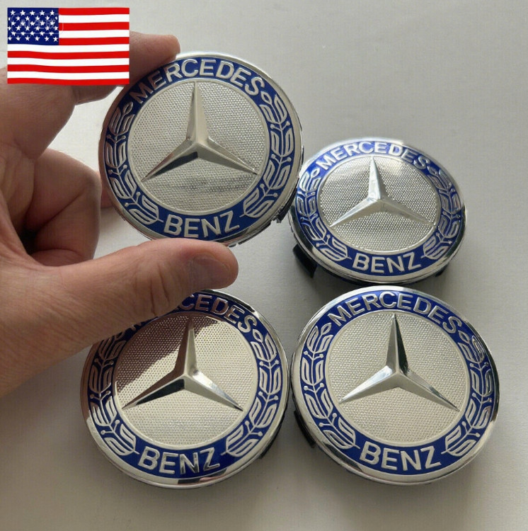 4PCS Fit MercedesBenz C300 Wheel Center Caps Emblem Blue Rim Hub Cover Badge NEW