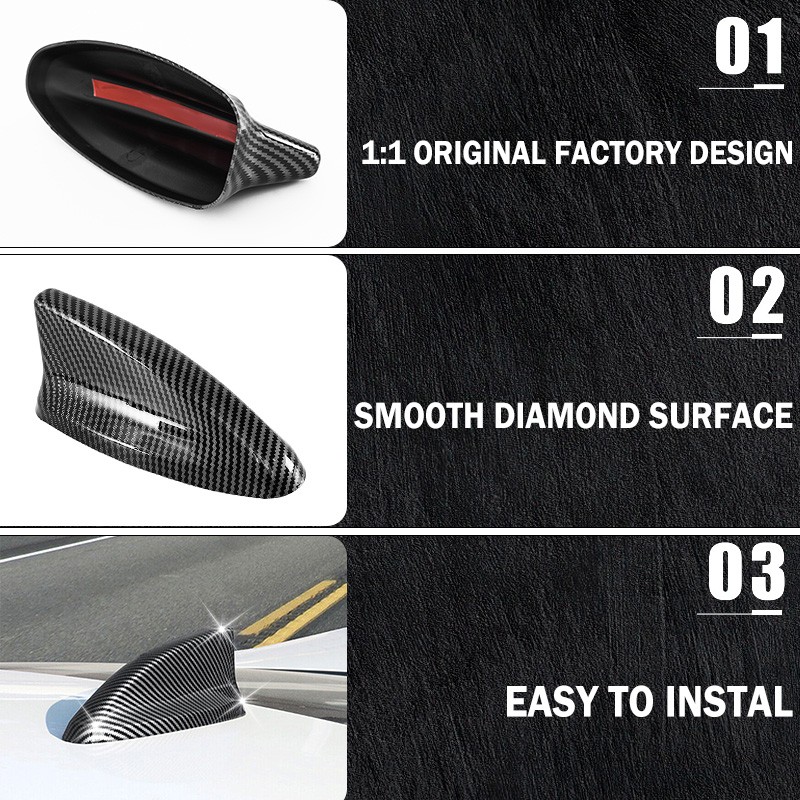 ABS Carbon Fiber Look Shark Fin Antenna Cover Case For Honda Civic 11th 2022-25