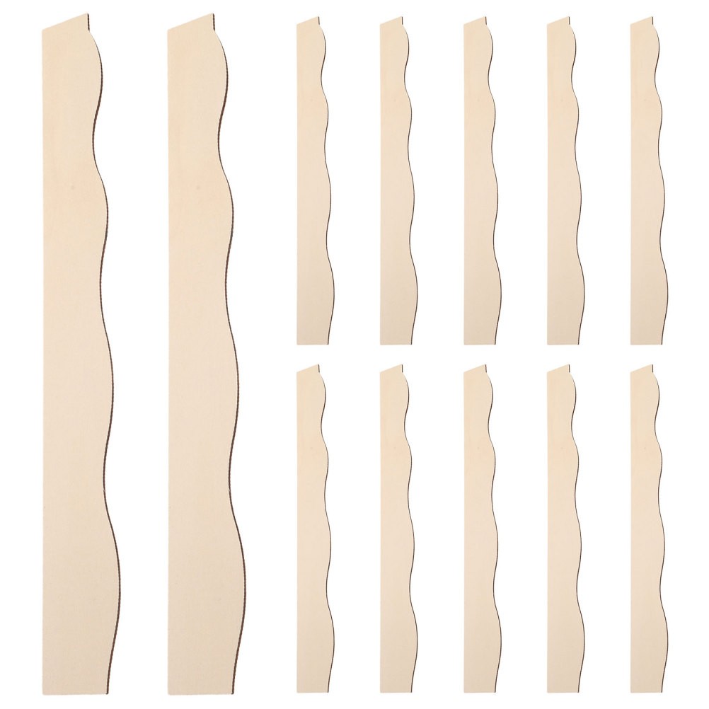 12 Pcs Unfinished Wood Spiral Wave Trim Wooden Wall Border Scalloped