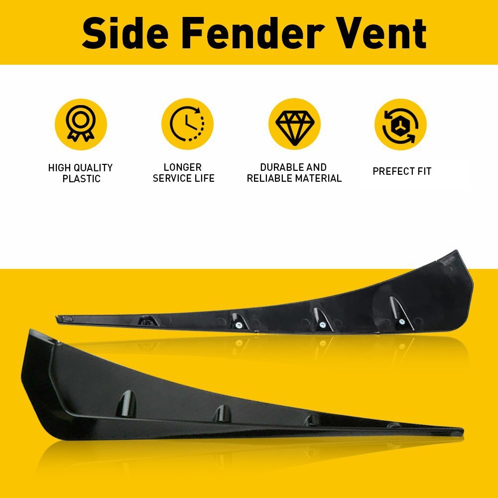 For 2016-2021 Honda Civic Glossy Black Side Fender Vent Air Wing Cover Trim 4PCS