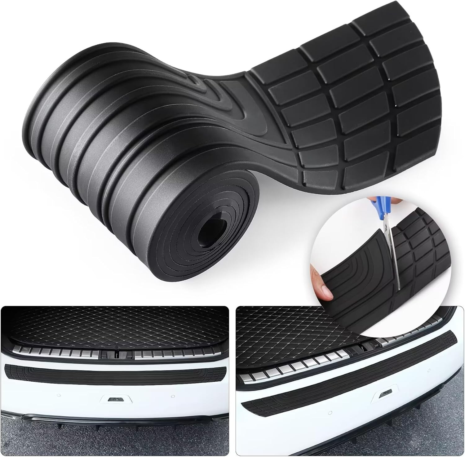 Rear Bumper Protector Trim Trimmable PVC Silicone Universal for Most Sedans SUVs