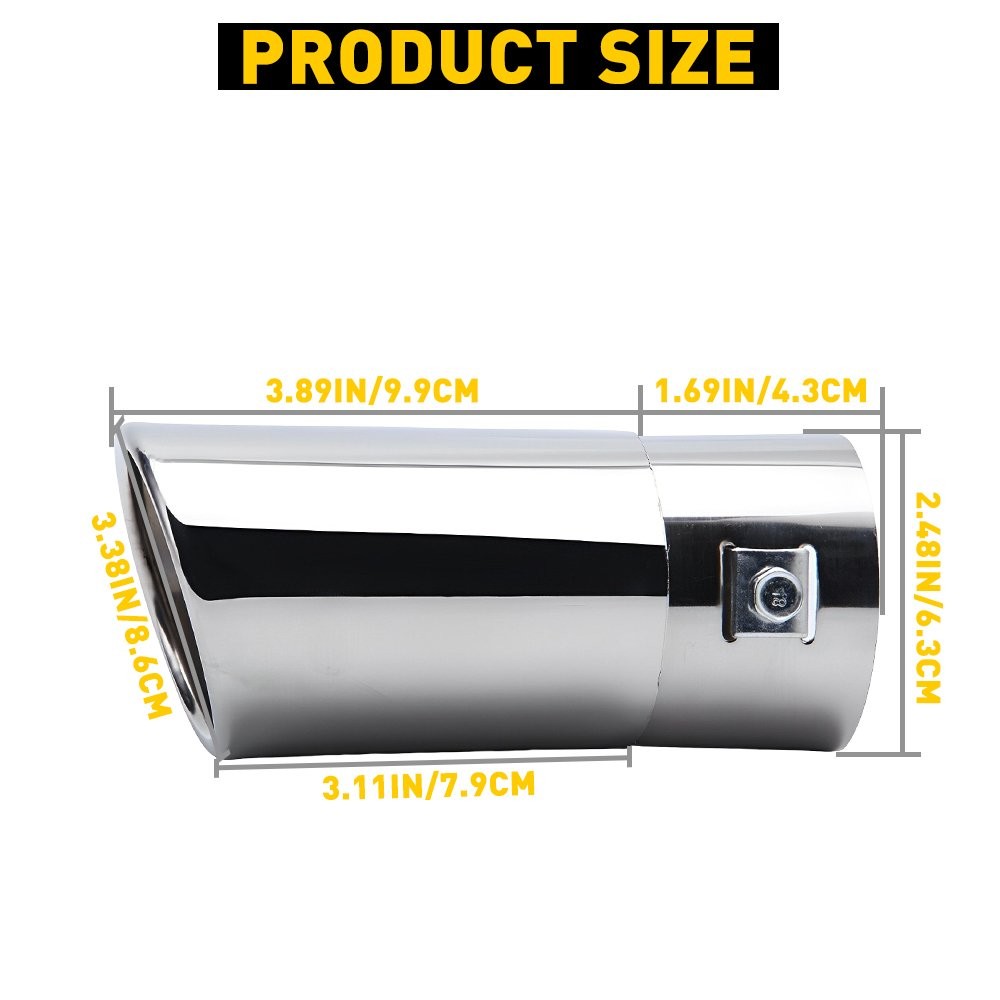 Chrome Durable Steel Silver Tip Fit Stainless Exhaust Outlet 1.5-2.4inch 1-10PCS