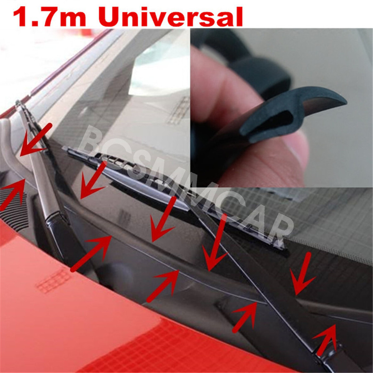 1.7M Wiper Panel Hood Rubber Seal Strip Moulding Trim For Car Front Windshield