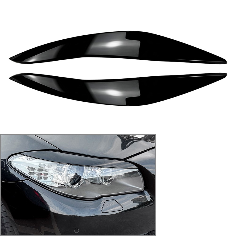 Front Headlight Eyelids Eyebrow Cover Fit BMW 5 Series F10/F11 11-14 Gloss Black