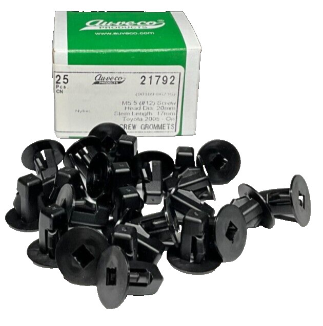 Auveco 21792 Fender Liner Grommet, Nylon, 20mm Head, Toyota 90189-06236 Qty 25