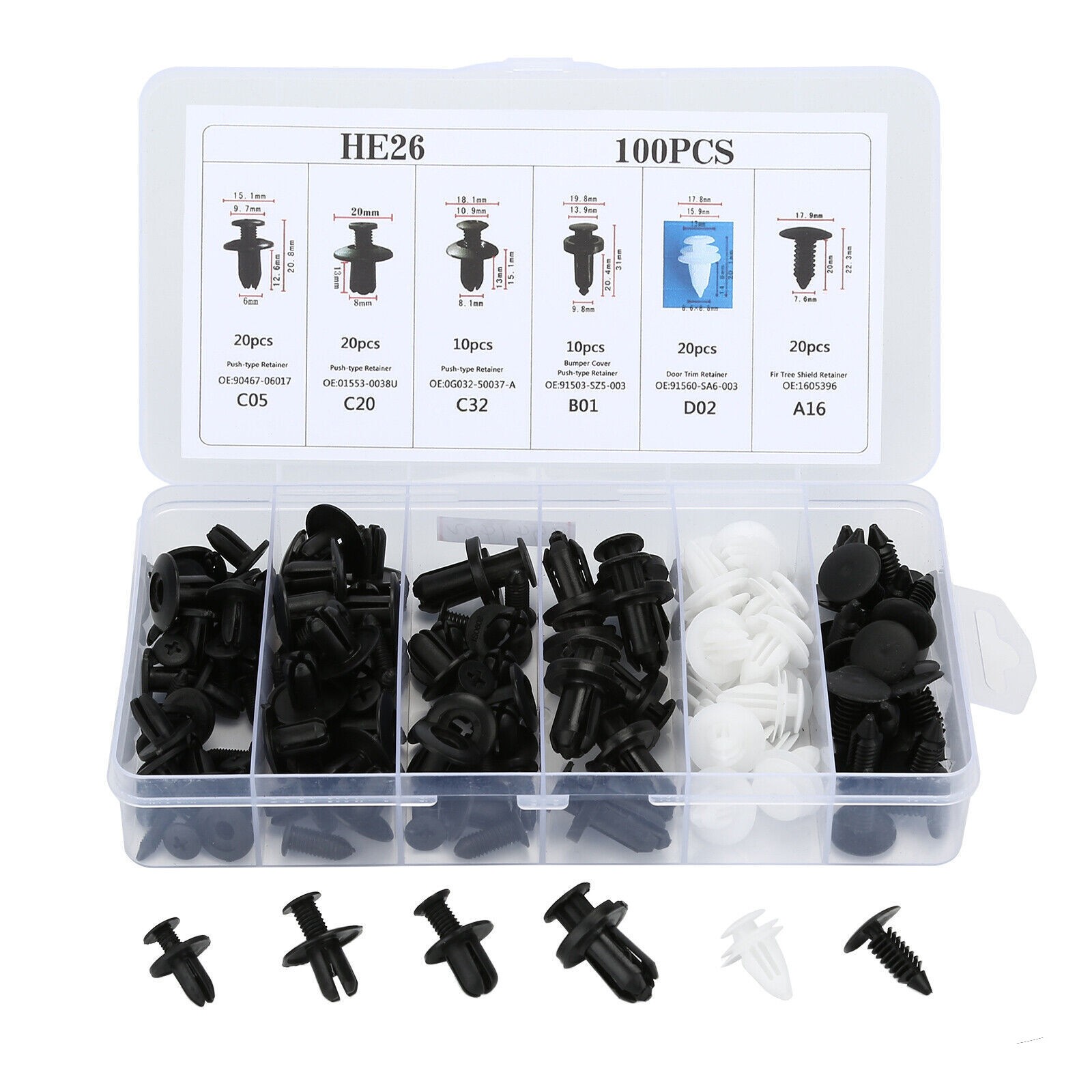 100pcs Car Push Pin Rivet Bumper Door Panel Fastener Clip Trim Parts Accessories