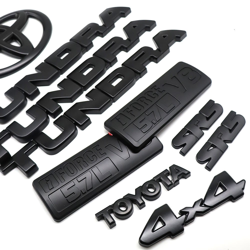 2007-2013 For Tundra SR5 V8 4X4 Letter Nameplate Blackout Emblem Overlay Kit Set