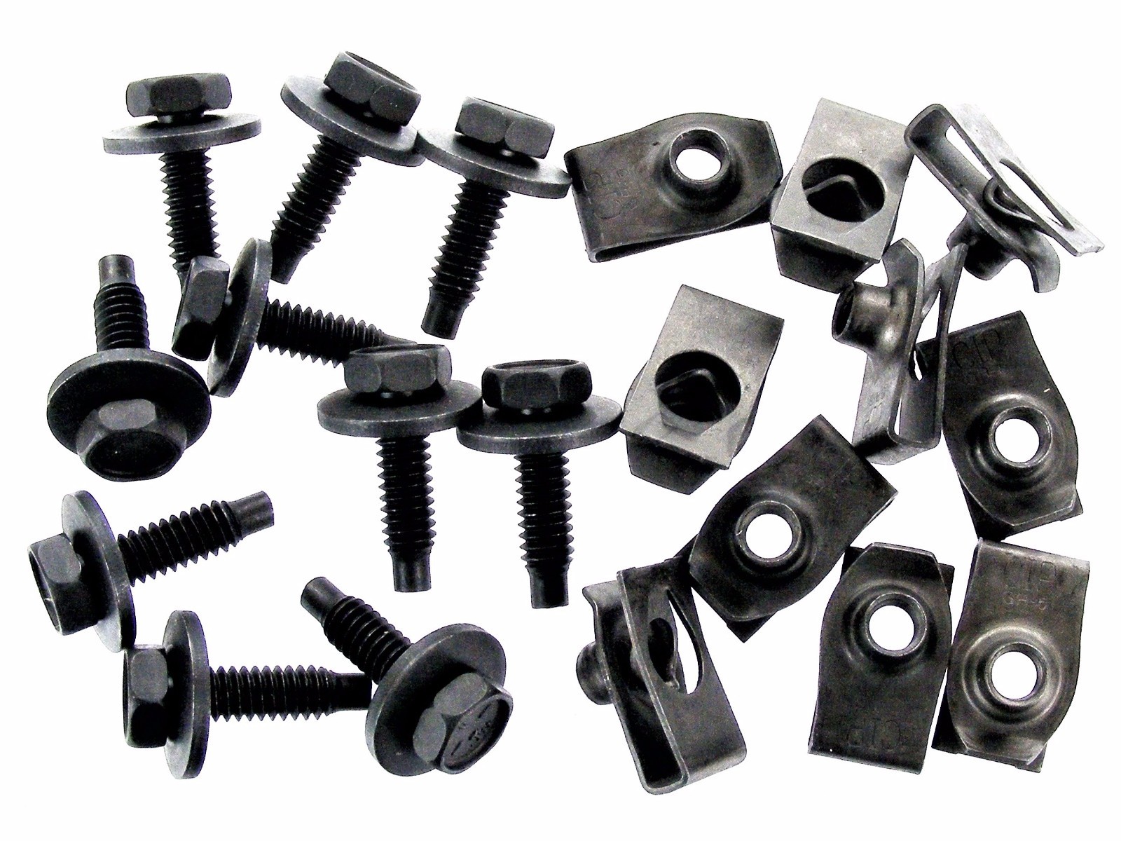 Ford Body Bolts & U-nut Clips- 1/4-20 x 15/16″ Long- 7/16″ Hex- 20pcs 10ea- #157