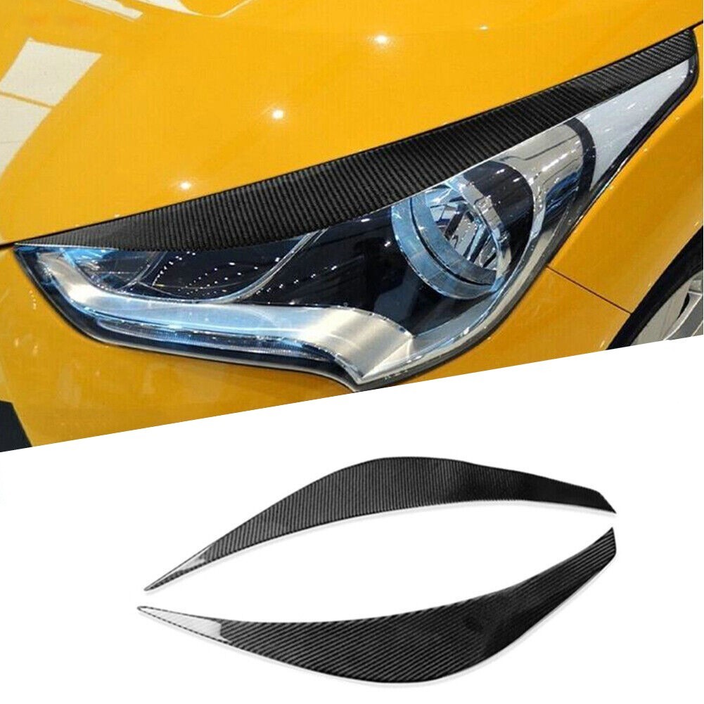 Real Carbon Fiber Front Headlight Eyelid Eyebrow Cover Trim For Hyundai Veloster