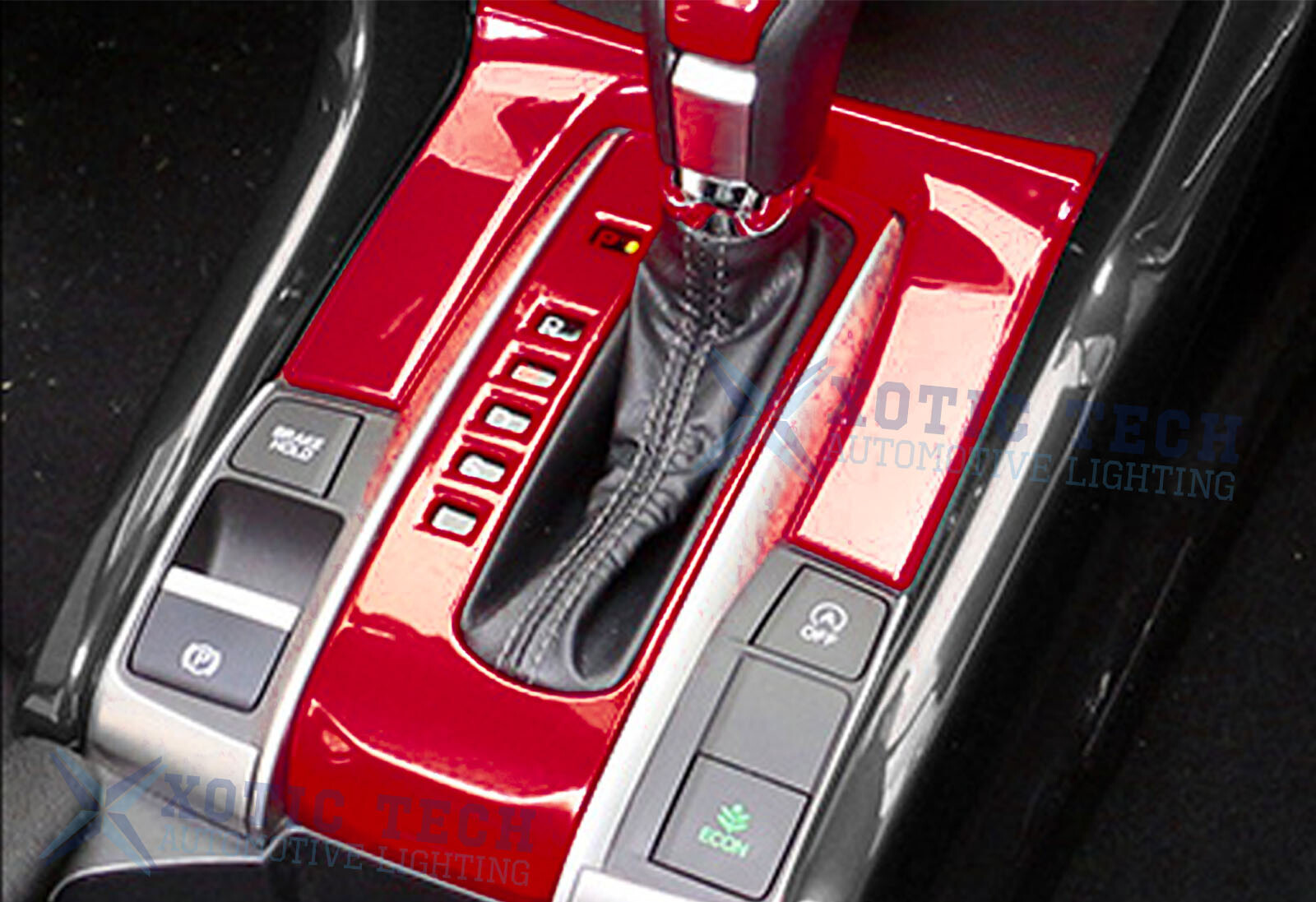 Red ABS Center Gear Shift Box Frame Cover Trim For Honda Civic 10th Gen 2016-21