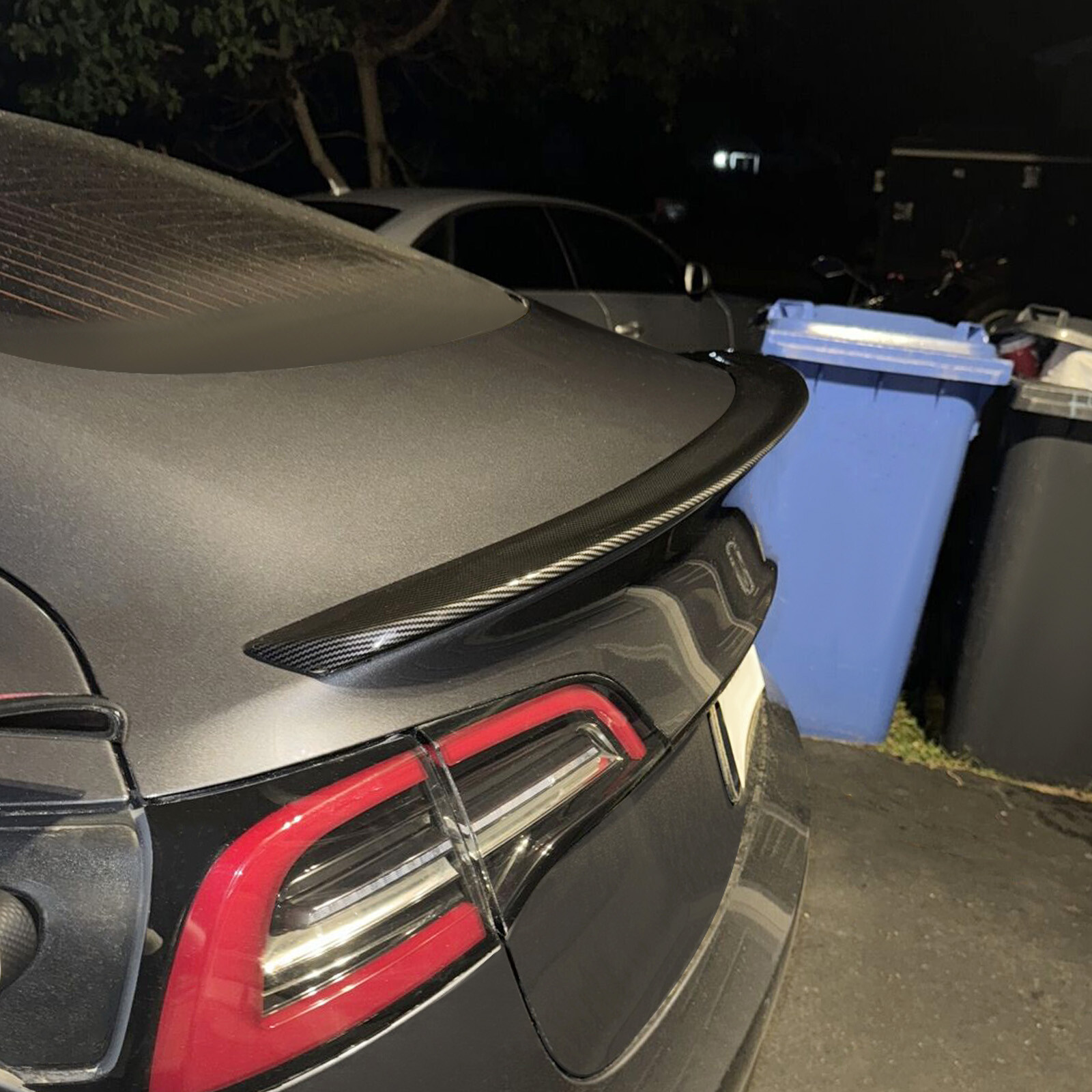 For Tesla Model 3 2017-2023 Rear Trunk Lip Spoiler Carbon Fiber Look Duck Tail