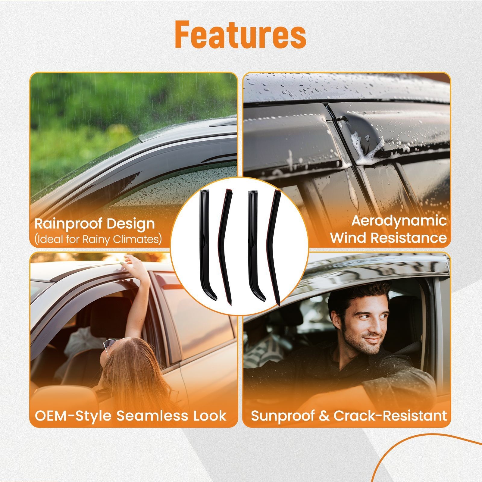 Acrylic Side Window Visors Set for Ford Explorer 2011-2019 Outside Mount 4PCS