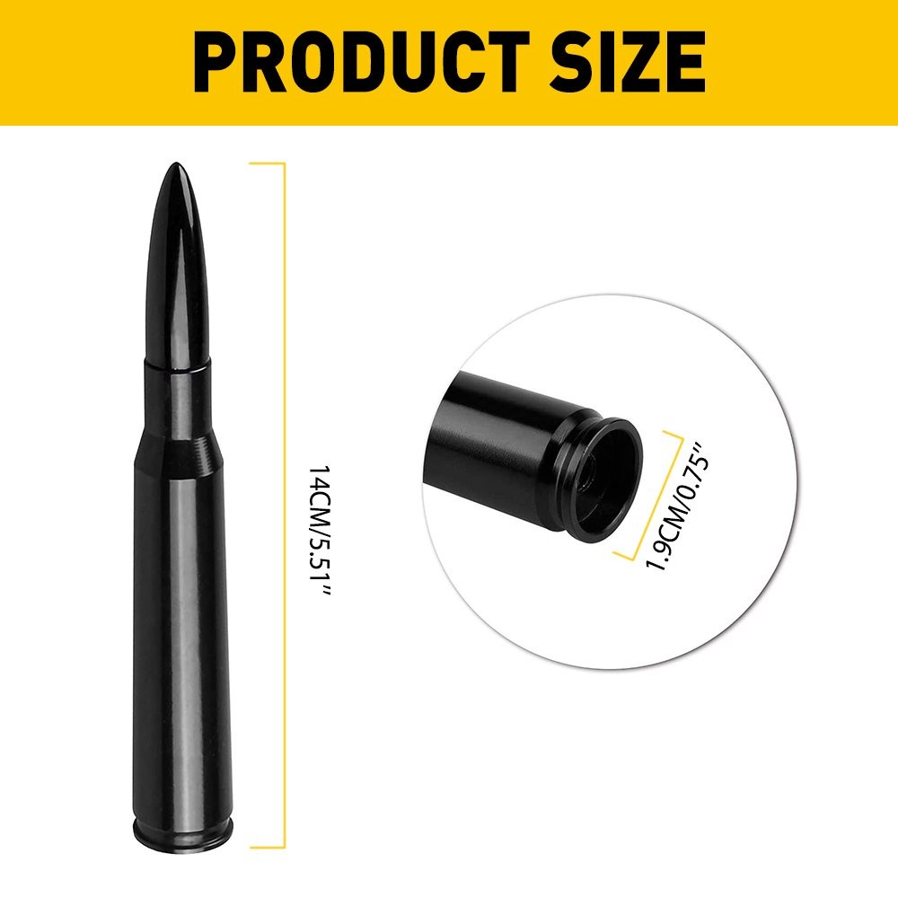 BULLET ANTENNA 50 CAL BLACK for CHEVROLET SILVERADO 1500/2500/3500/GMC SIERRA US