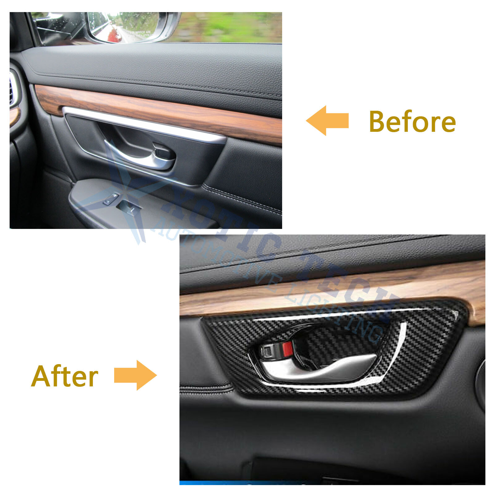 4Pcs Door Handle Bowl Cover Trim Carbon Fiber Pattern For Honda CR-V 2017-22