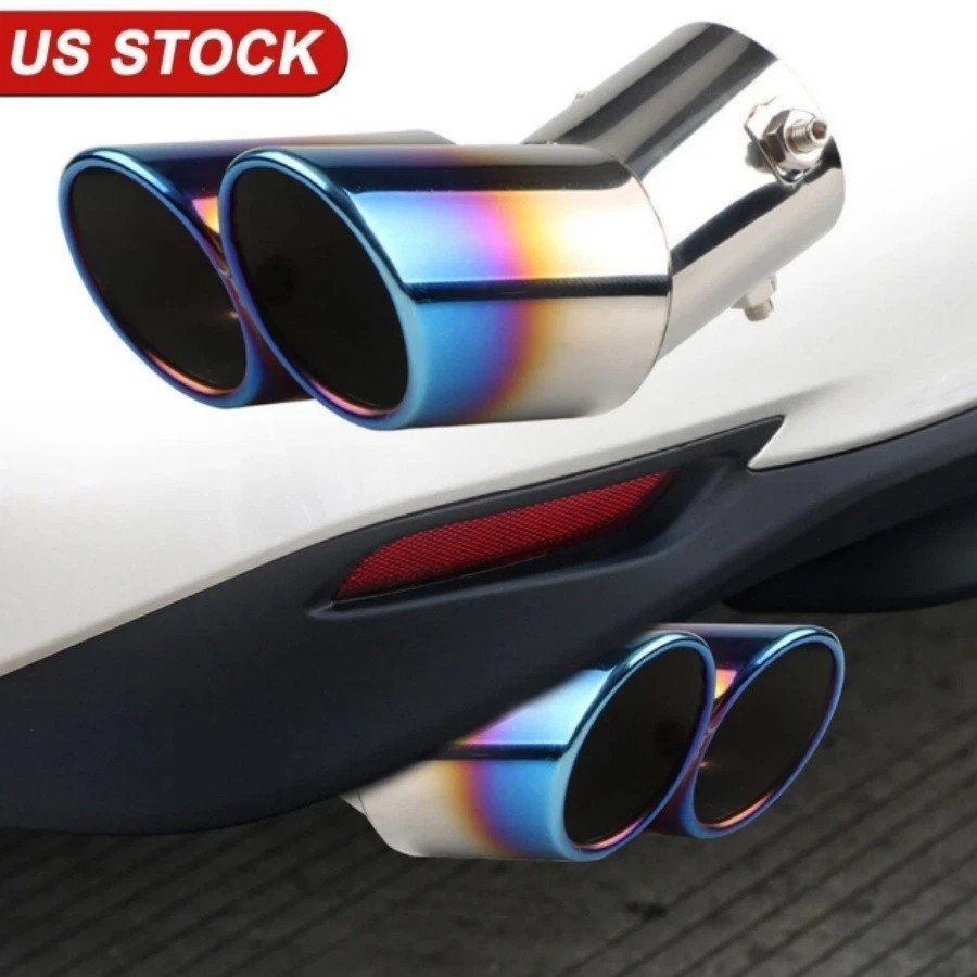 2.5″ Stainless Steel Car Rear Dual Exhaust Pipe Tail Muffler Tip Throat Tailpipe
