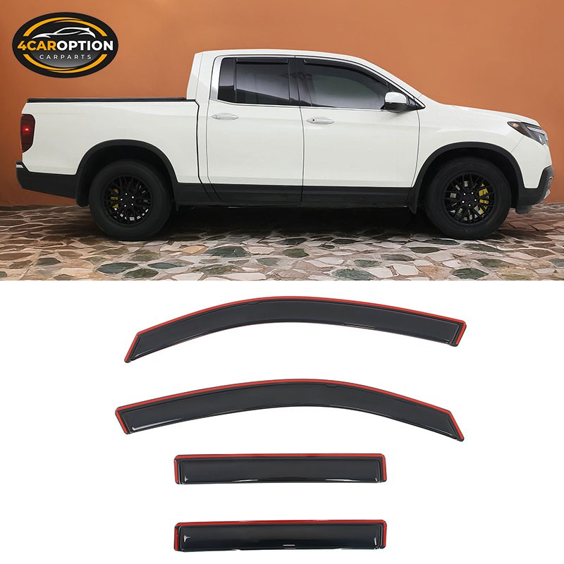 In-Channel Window Visors Fit 17-25 Honda Ridgeline Rain Sun Guard Vent Deflector