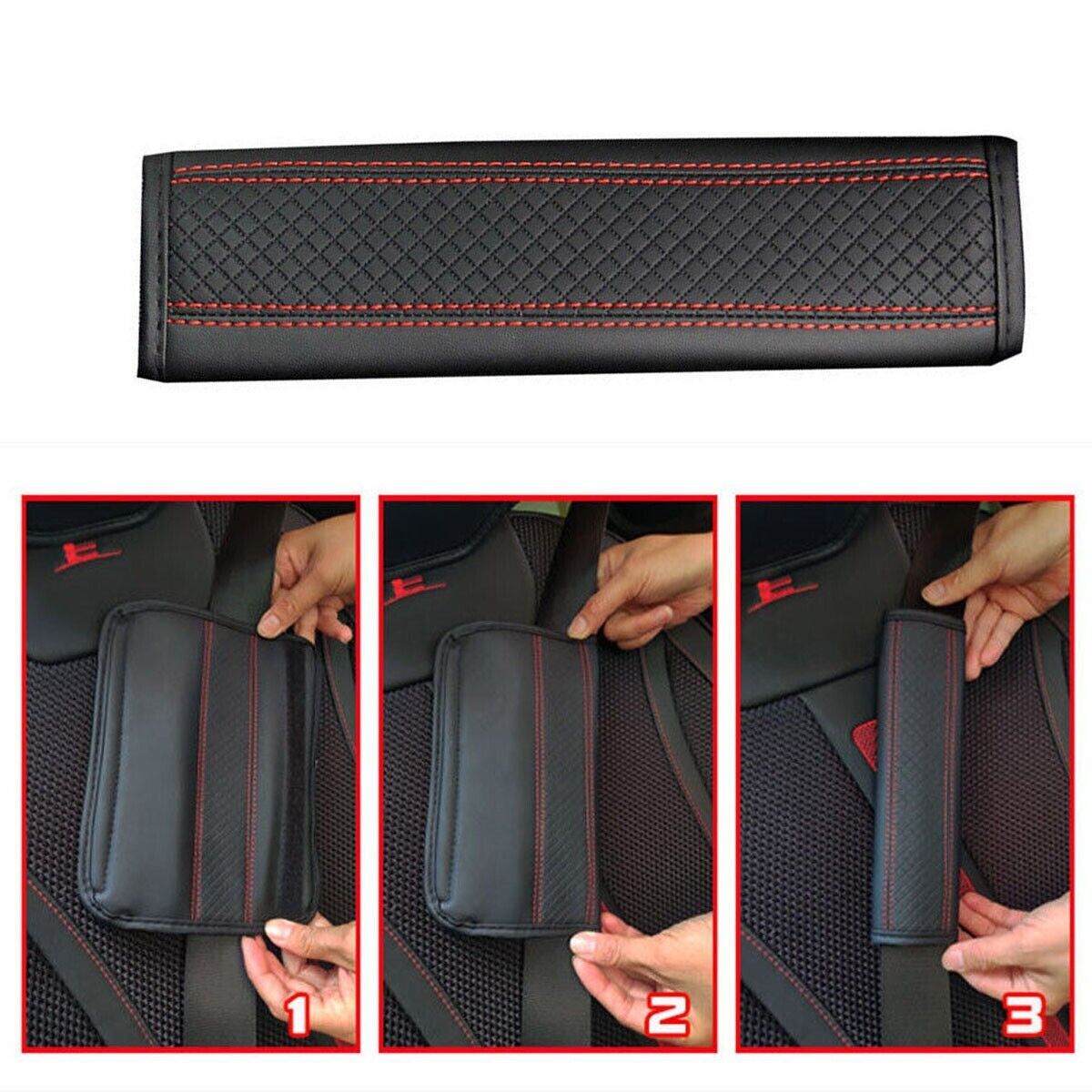 2Pcs Car Seat Belt Shoulder Pad Cushion Protector Cover Car Leather Safety Strap