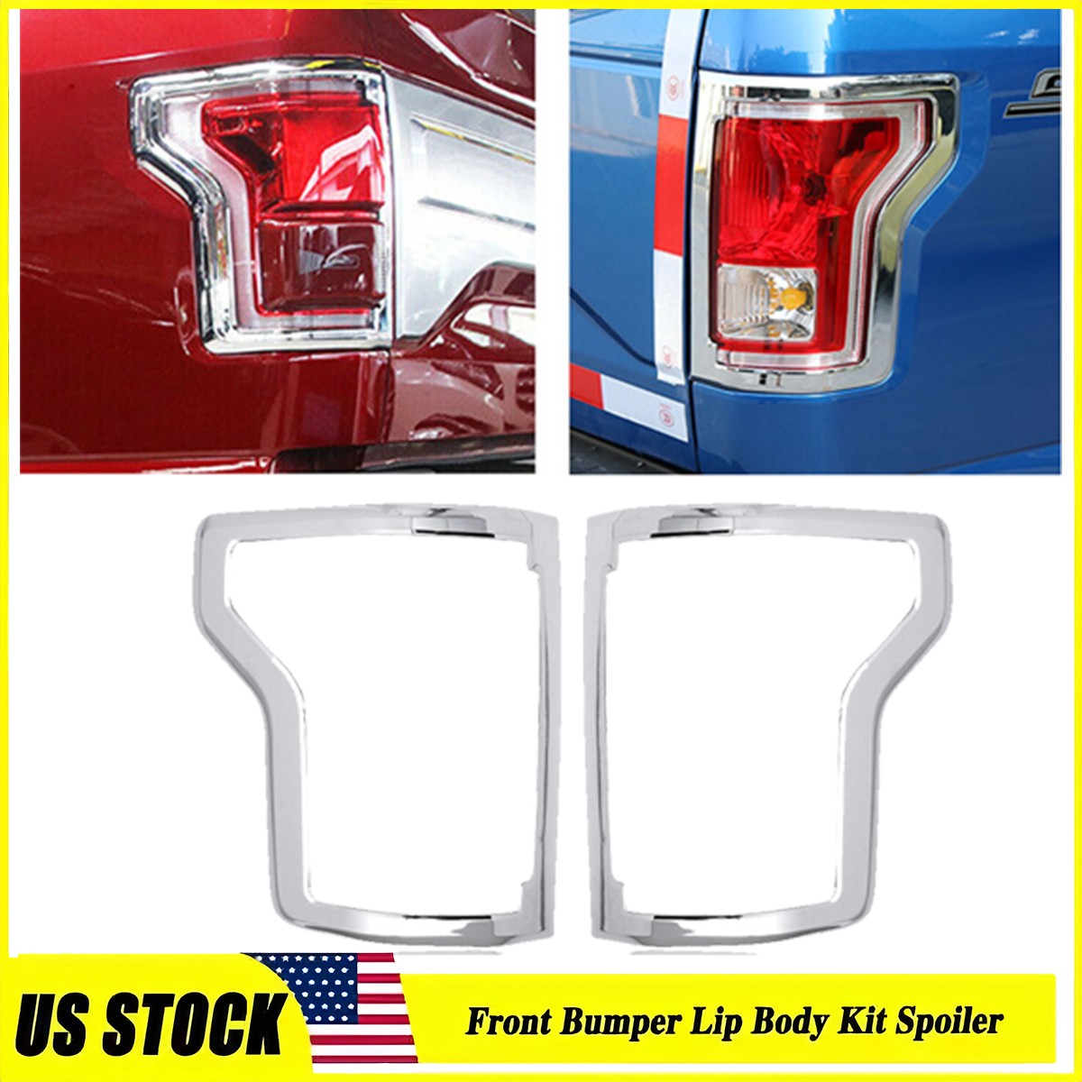 For Ford F-150 2015-2020 Chrome Exterior Taillight Cover Trim Bezels Lamp Frame