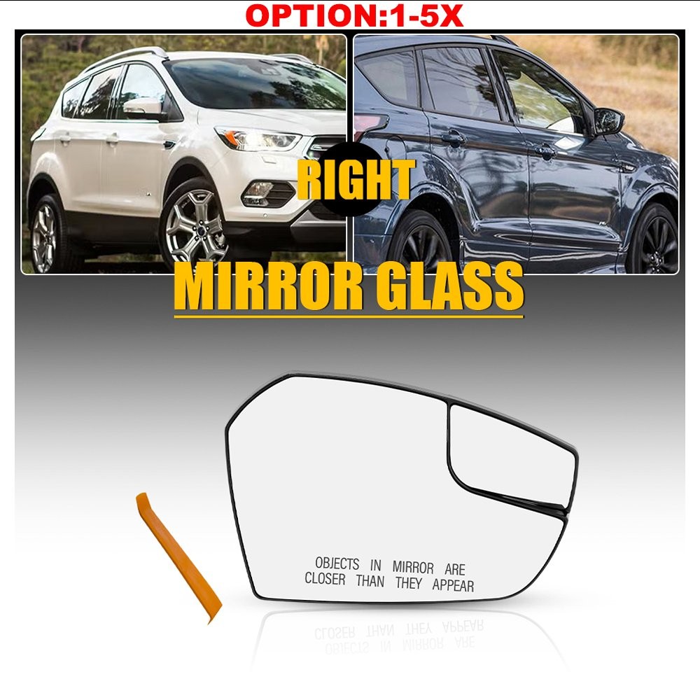 View Mirror Glass For 2018-2019 Ford Escape Passenger Side Chrome Convex Glass