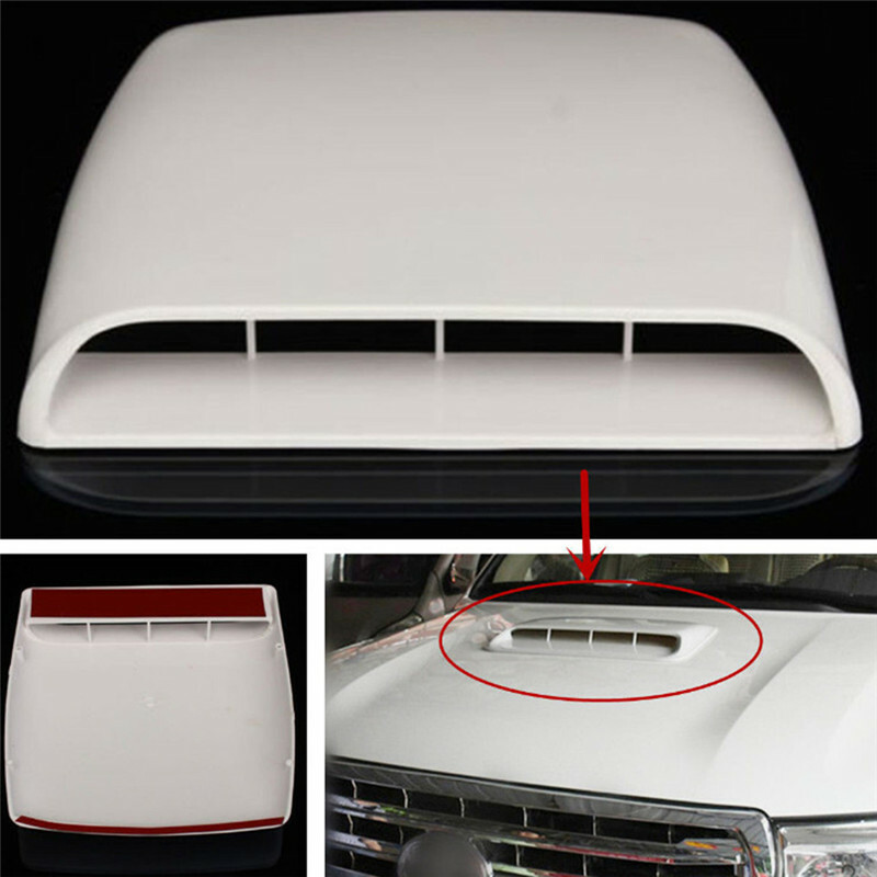 Sport Racing White Air Flow Vent Bonnet Car Front Hood Scoop Cover Trim Decor